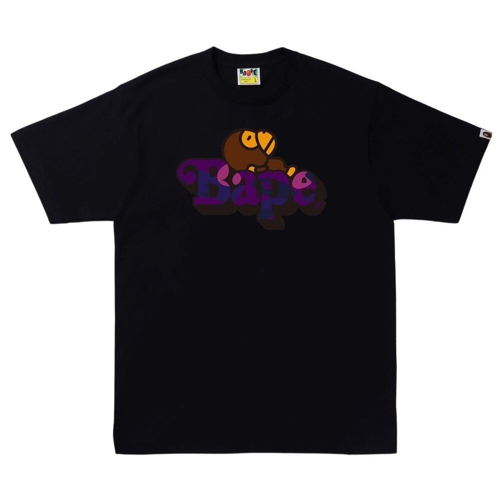 BAPE Men's Color Camo Milo On Bape Tee Size L In Black/Purple